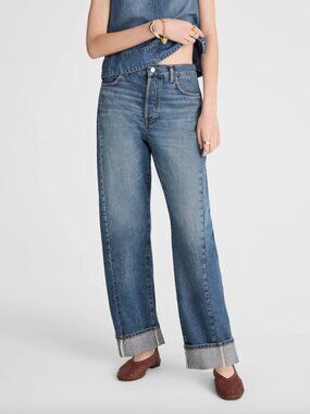 NWT! MADEWELL The Pieced Barrel-Leg Full-Length Jean Size 25
